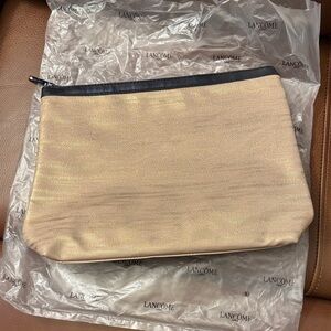 Lancôme very large gold metallic weave makeup bag